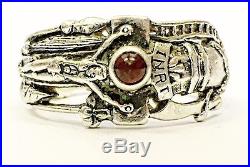 James Avery MARTIN LUTHER GARNET ring, Sz 7, Sterling Silver Passion Christ
