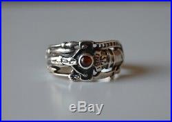 James Avery Martin Luther Crucifix Red Garnet Sterling Silver INRI Band Ring 7.5
