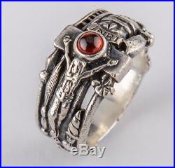 James Avery Martin Luther Garnet Crucifix Sterling Mens Ring Size 9