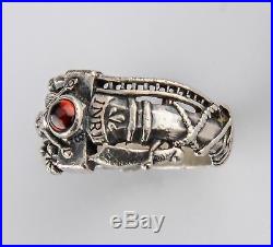 James Avery Martin Luther Garnet Crucifix Sterling Mens Ring Size 9