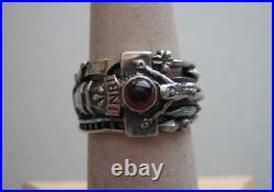 James Avery Martin Luther Wedding Ring in Sterling Silver Sz 7 Garnet