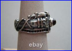 James Avery Martin Luther Wedding Ring in Sterling Silver Sz 7 Garnet