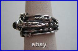 James Avery Martin Luther Wedding Ring in Sterling Silver Sz 7 Garnet