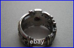 James Avery Martin Luther Wedding Ring in Sterling Silver Sz 7 Garnet