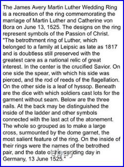 James Avery Martin Luther Wedding Ring in Sterling Silver Sz 7 Garnet