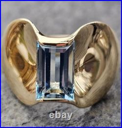 James Avery Monaco Emerald Cut Aquamarine Ring 14k Gold 10g sz 9 retired rare