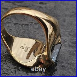 James Avery Monaco Emerald Cut Aquamarine Ring 14k Gold 10g sz 9 retired rare
