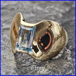 James Avery Monaco Emerald Cut Aquamarine Ring 14k Gold 10g sz 9 retired rare