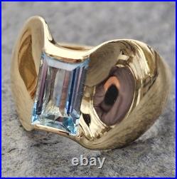 James Avery Monaco Emerald Cut Aquamarine Ring 14k Gold 10g sz 9 retired rare