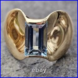 James Avery Monaco Emerald Cut Aquamarine Ring 14k Gold 10g sz 9 retired rare
