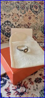 James Avery NEW Retired Sterling Silver withbronze Heart, Radiant Heart Ring 7.5