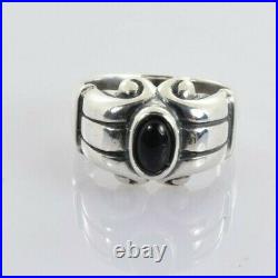 James Avery Onyx Scroll Ring Sterling Silver Size 4.5