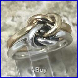 James Avery Original Lovers' Knot Ring RG-1237 Sz 8 14K Gold Sterling Silver