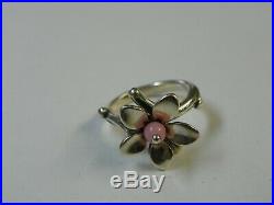 James Avery Pink Bead Blossom Flower Ring 5 1/2 Size 5.5 Sterling Silver 925
