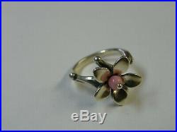 James Avery Pink Bead Blossom Flower Ring 5 1/2 Size 5.5 Sterling Silver 925