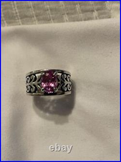 James Avery Pink Sapphire Beautiful Scroll Ring. Size 5. Sterling. Gorgeous HTF