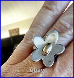 James Avery Playful Blossom Flower Ring with 14kt Gold Center. 925 CUTE! Sz 7