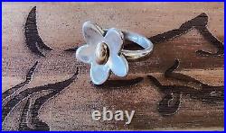 James Avery Playful Blossom Flower Ring with 14kt Gold Center. 925 CUTE! Sz 7