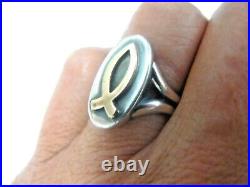James Avery RARE 14kt Gold Ichthus Fish/Sterling Silver Ring Retired withJA Box