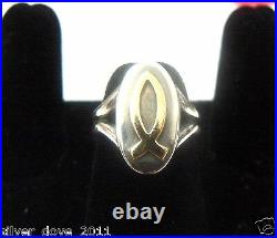 James Avery RARE 14kt Gold Ichthus Fish/Sterling Silver Ring Retired withJA Box