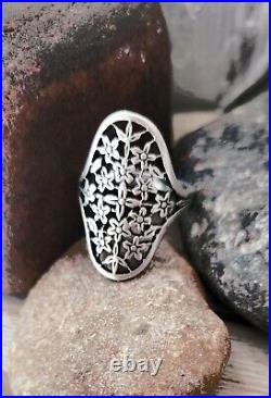 James Avery RARE Long Flower Ring with Cross Center Size 8
