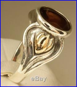 James Avery RETIRED 14K Gold and Sterling Silver Oval Garnet Ring Size 6.5