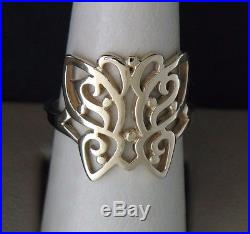 James Avery RETIRED 14K Yellow Gold Lace Butterfly Ring, Size 8 No Reserve