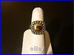 James Avery RETIRED 14k Gold & Sterling Silver Beaded Square Dome Ring, SZ 7