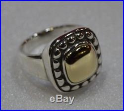 James Avery RETIRED 14k Gold and Sterling Silver Square Beaded Dome Ring