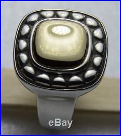 James Avery RETIRED 14k Gold and Sterling Silver Square Beaded Dome Ring