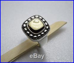 James Avery RETIRED 14k Gold and Sterling Silver Square Beaded Dome Ring