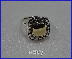 James Avery RETIRED 14k Gold and Sterling Silver Square Beaded Dome Ring