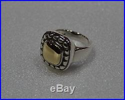 James Avery RETIRED 14k Gold and Sterling Silver Square Beaded Dome Ring