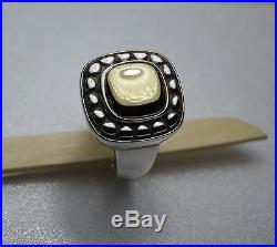 James Avery RETIRED 14k Gold and Sterling Silver Square Beaded Dome Ring