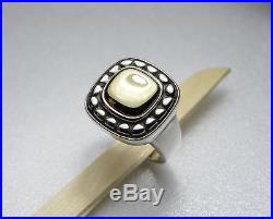 James Avery RETIRED 14k Gold and Sterling Silver Square Beaded Dome Ring