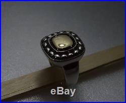 James Avery RETIRED 14k Gold and Sterling Silver Square Beaded Dome Ring