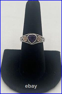 James Avery RETIRED. 925 Sterling 14K Gold Purple Amethyst Heart Ring Size 8