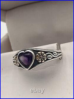 James Avery RETIRED. 925 Sterling 14K Gold Purple Amethyst Heart Ring Size 8