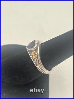 James Avery RETIRED. 925 Sterling 14K Gold Purple Amethyst Heart Ring Size 8
