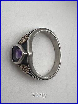 James Avery RETIRED. 925 Sterling 14K Gold Purple Amethyst Heart Ring Size 8