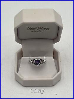 James Avery RETIRED. 925 Sterling 14K Gold Purple Amethyst Heart Ring Size 8
