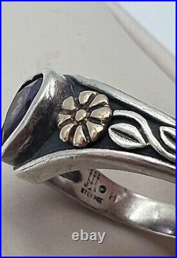 James Avery RETIRED. 925 Sterling 14K Gold Purple Amethyst Heart Ring Size 8