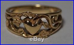 James Avery RETIRED Open Floral Heart Ring 14K Size 6