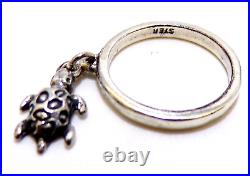 James Avery RETIRED STERLING SILVER Nice TURTLE CHARM DANGLE RING Sz 5