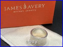 James Avery RETIRED Sterling Silver Hammered Wide Band Ring Size 7.25