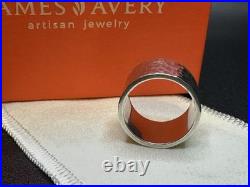 James Avery RETIRED Sterling Silver Hammered Wide Band Ring Size 7.25