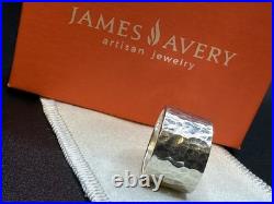 James Avery RETIRED Sterling Silver Hammered Wide Band Ring Size 7.25