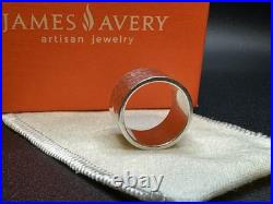 James Avery RETIRED Sterling Silver Hammered Wide Band Ring Size 7.25