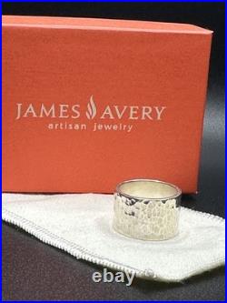 James Avery RETIRED Sterling Silver Hammered Wide Band Ring Size 7.25 James Avery RETIRED Sterling Silver Hammered Wide Band Ring Size 7.25