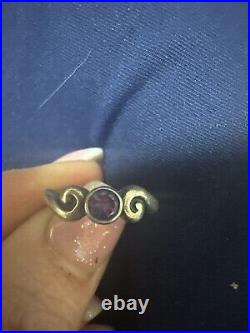 James Avery RETIRED Sterling Silver Scroll Amethyst OVAL Shape Ring HTF sze 6.5